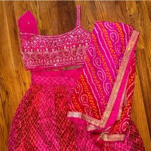 Red and Pink indian lehenga